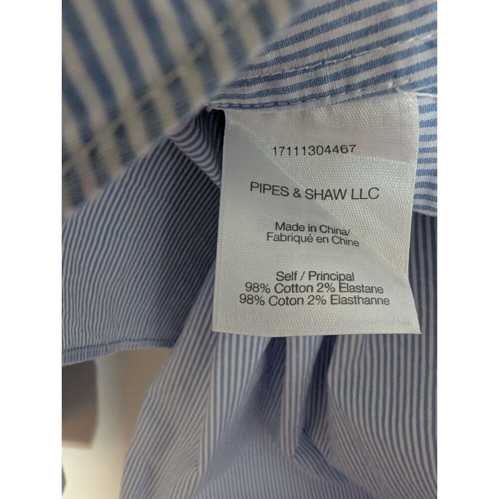 Veronica Beard Greer Stretch Cotton Blue White Striped Blouse Long Sleeve Sz 12 - Picture 10 of 10